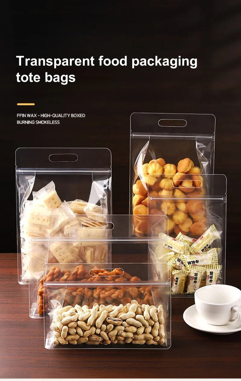 Sachets Zip Alimentaires Transparent - Lot de 50 Pièces avec Zip