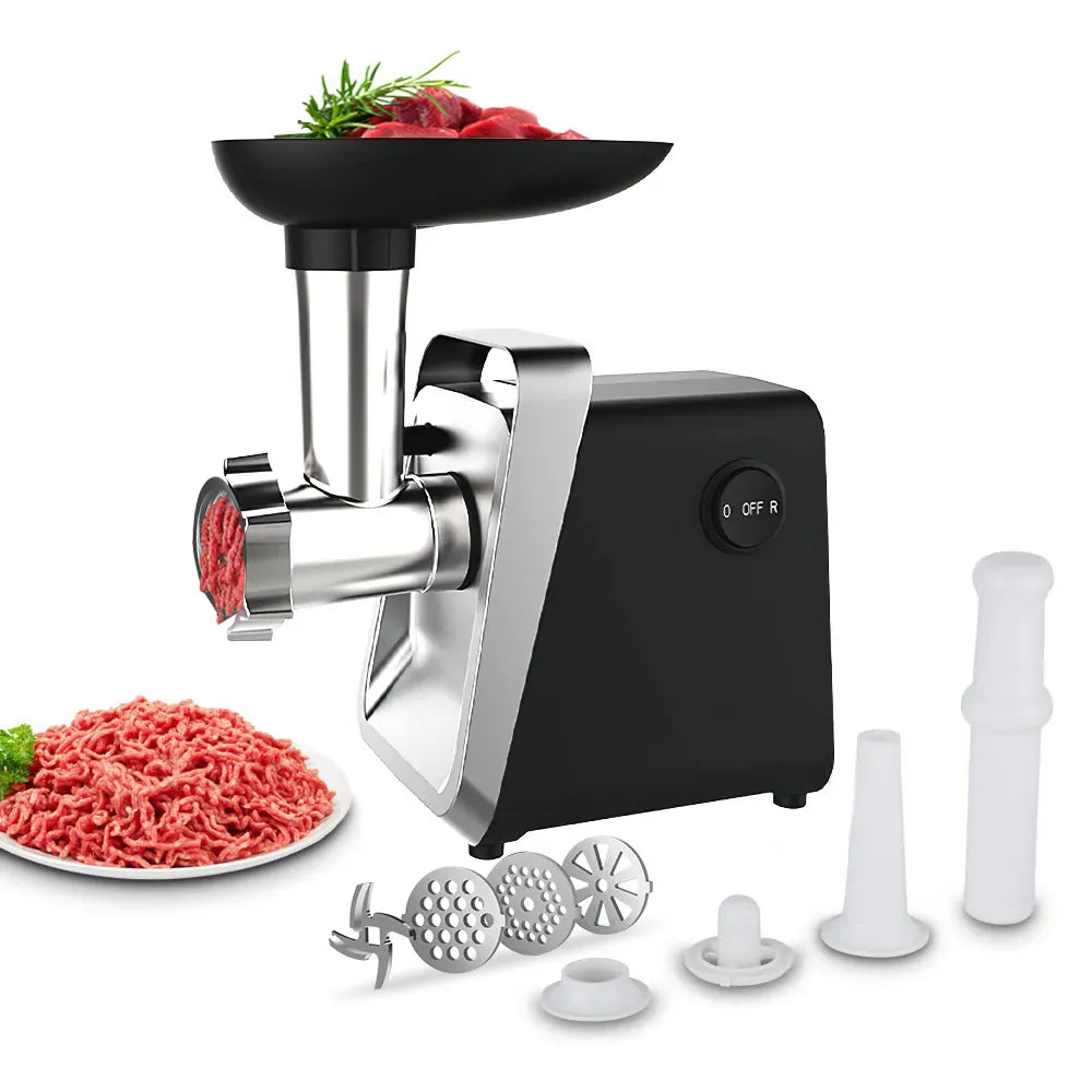 Hachoir à Viande Électrique 750 W — Inox, 3 Grilles, Accessoires Saucisse et Kebbe Hachoirs à Viande