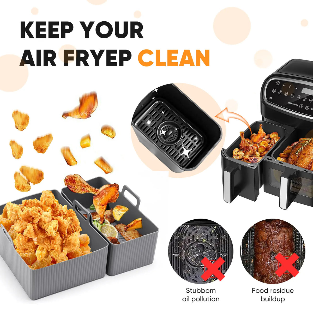 Moule Silicone Air Fryer Réutilisable Lot de 2 Pièces Rectangulaires Air Fryer