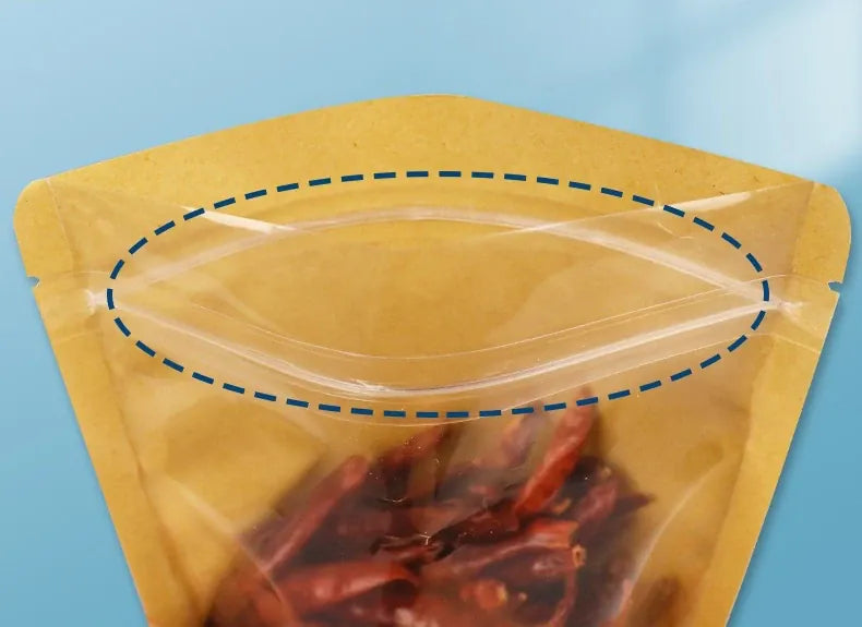 Sachets Kraft Ziplock Transparent - Lot de 100 Pièces Resealable