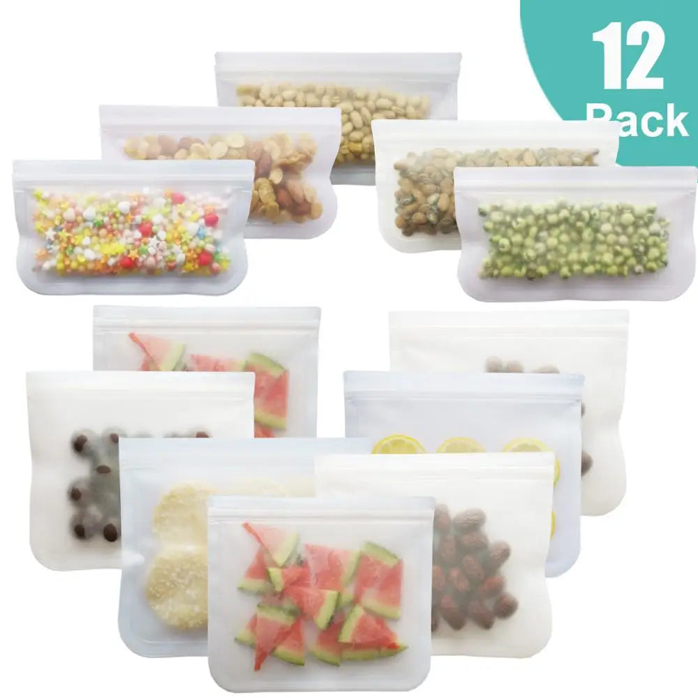 Sachets Silicone Réutilisables Anti-Fuite - Lot de 7 Pièces 25x30cm