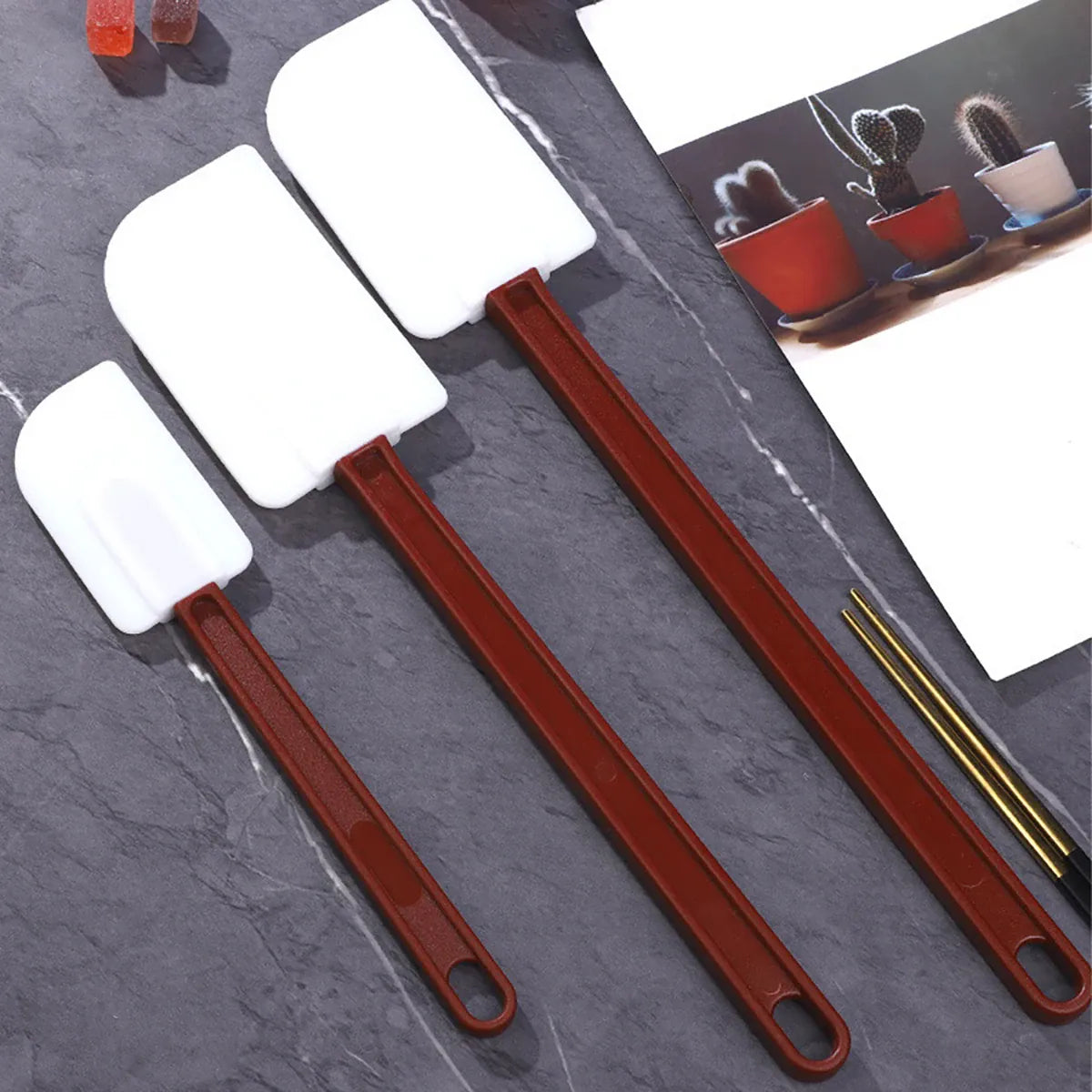 Set Spatules Silicone 3 pièces | Ustensiles de Pâtisserie Résistants spatule en silicone