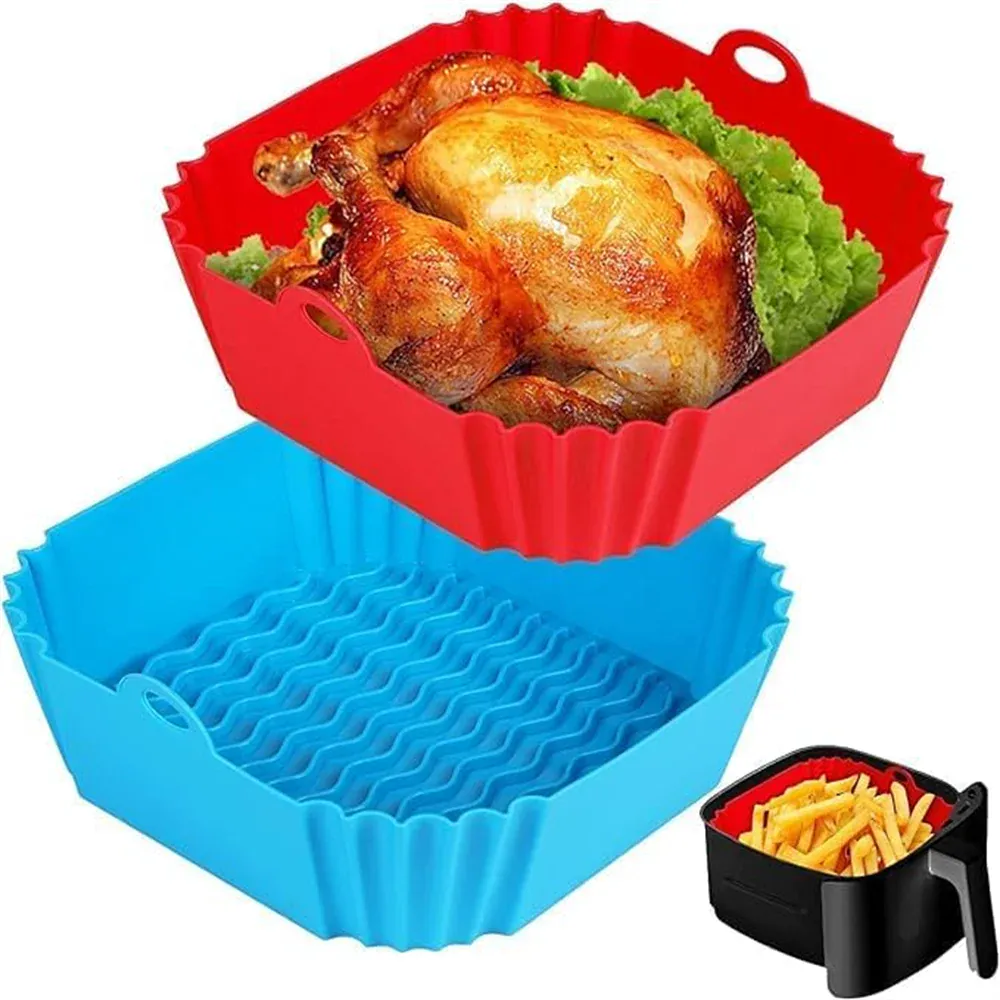 Moule Silicone Air Fryer Réutilisable Rectangulaire - Lot de 2 Pièces Air Fryer