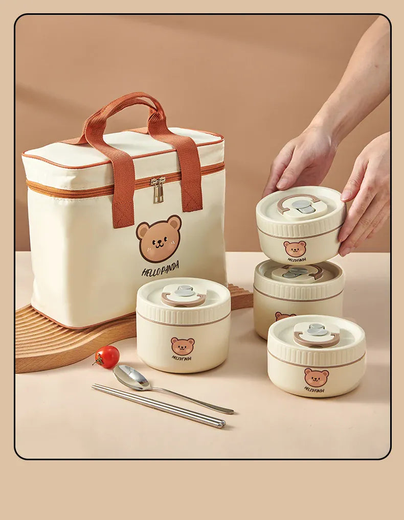 Ensemble de 2 Lunchbox cylindriques isothermes pour enfants (1 litre) Lunchbox