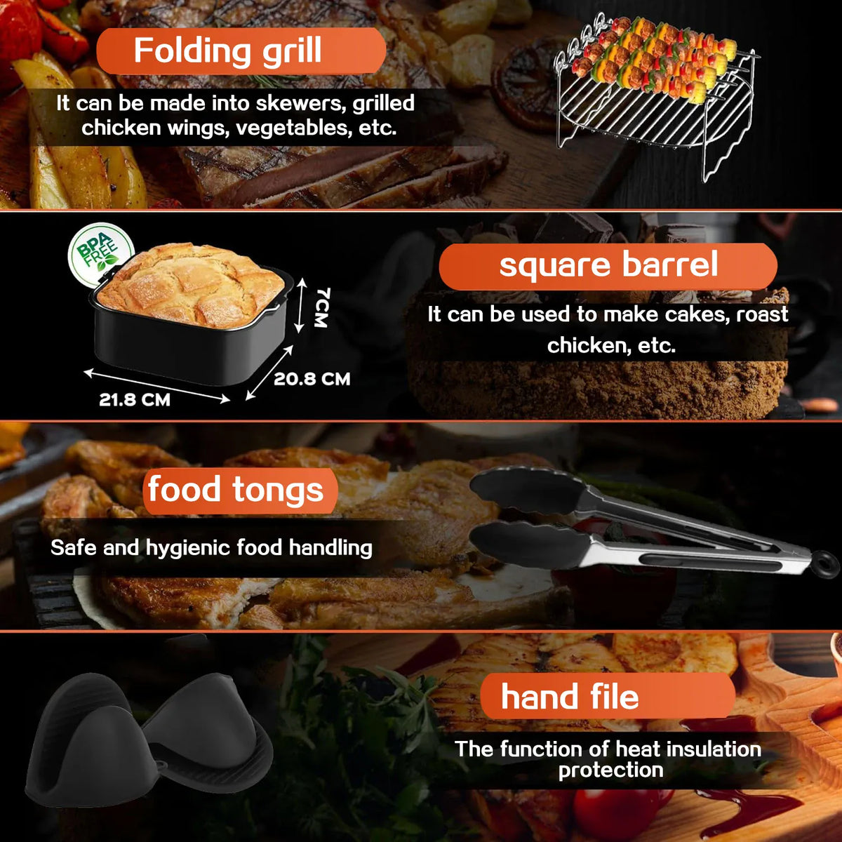 Grille Inox Air Fryer Rectangulaire 155x5 cm Réutilisable Air Fryer