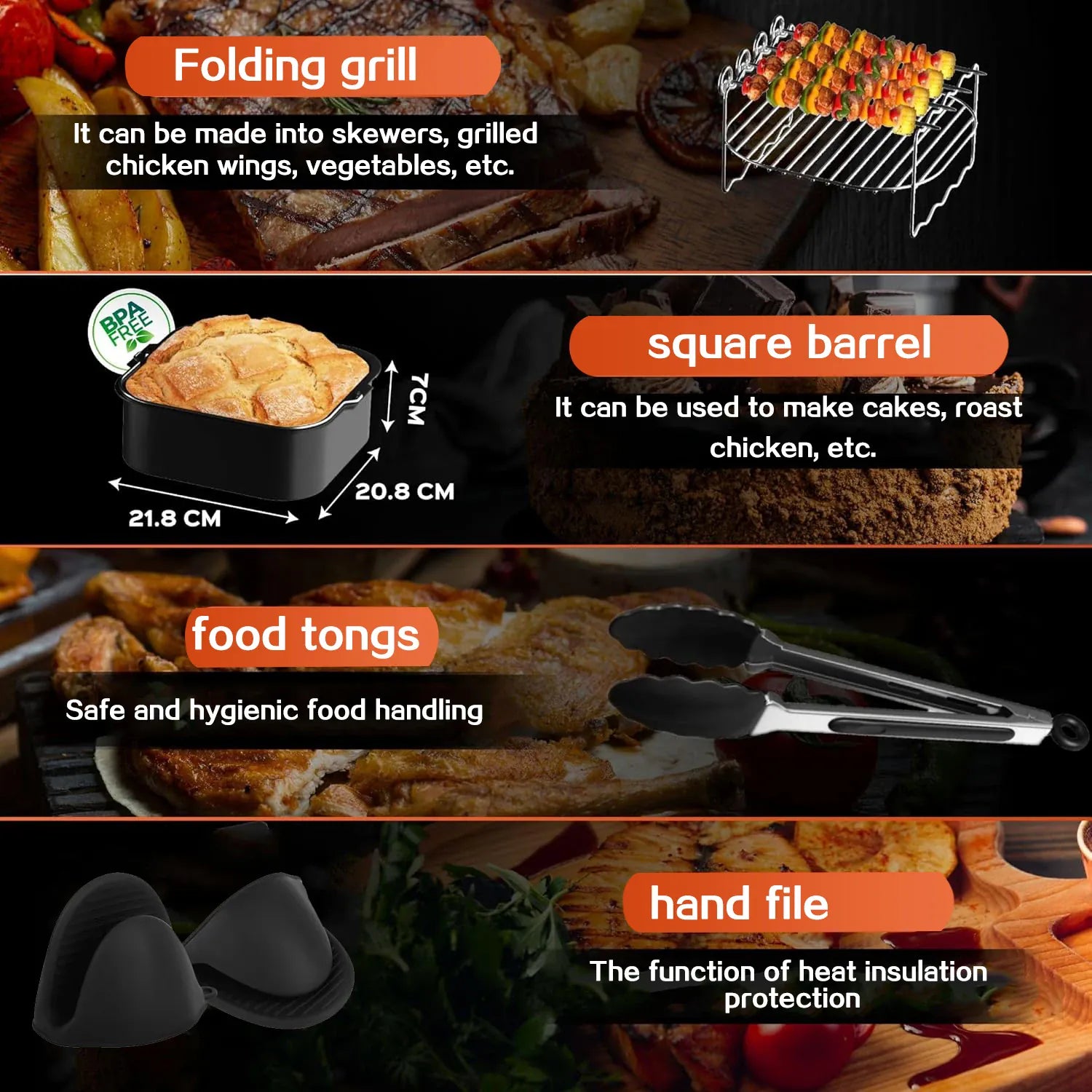 Grille Inox Air Fryer Rectangulaire 155x5 cm Réutilisable Air Fryer