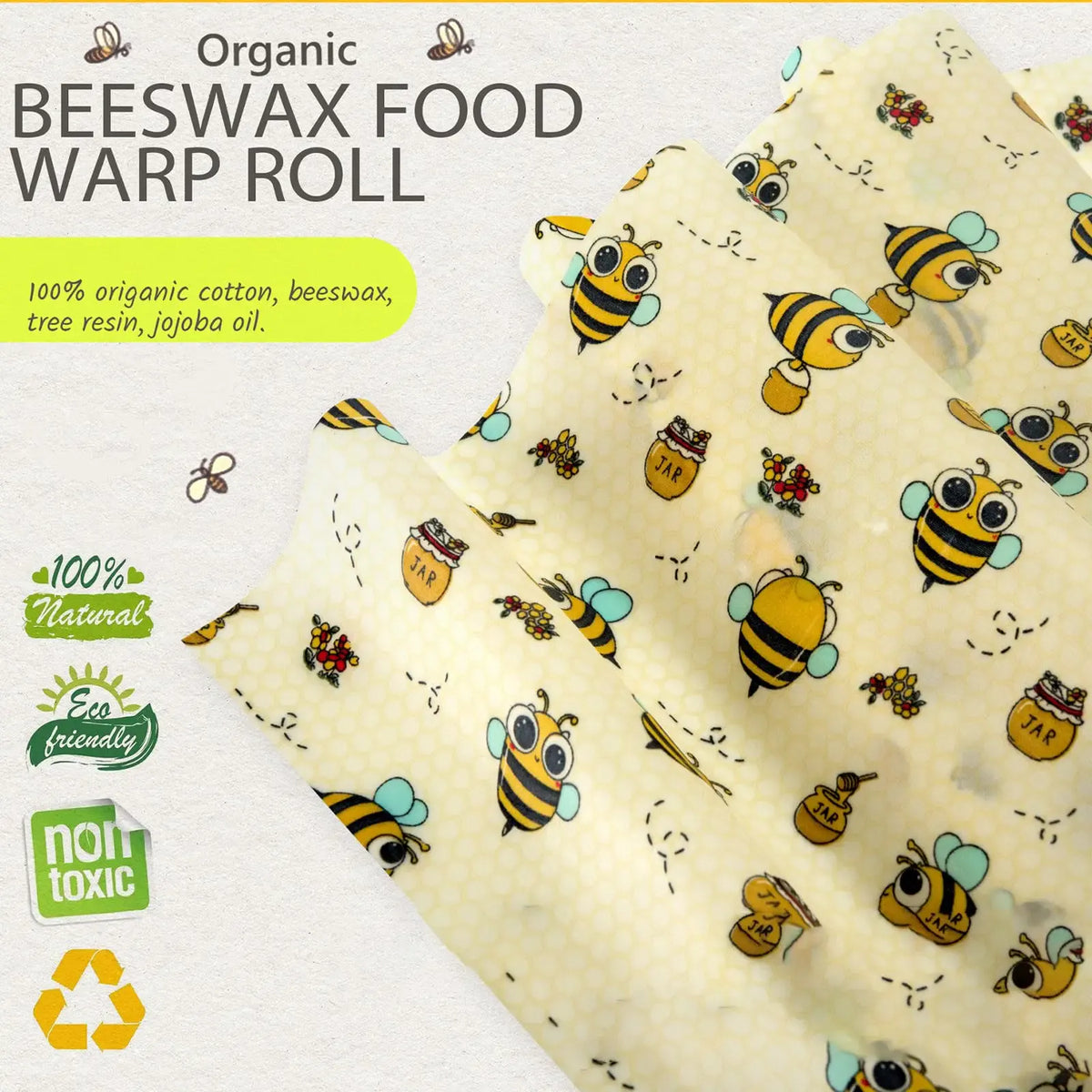 Film Alimentaire Cire d'Abeille Réutilisable en Rouleau Écologique far