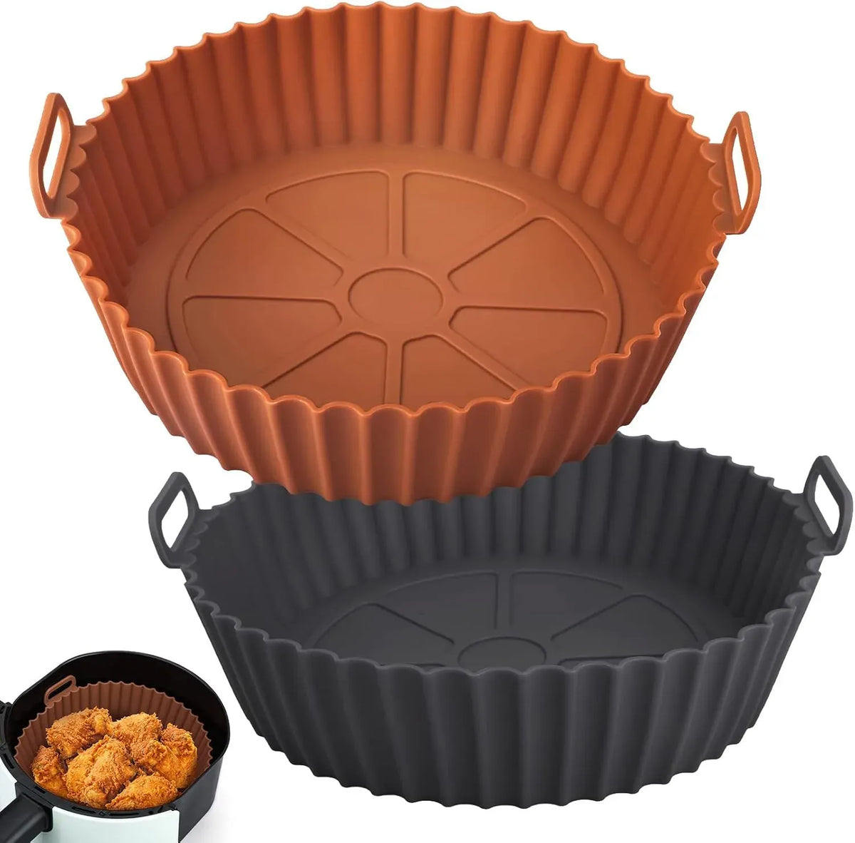 Moule Silicone Réutilisable Air Fryer Rond - Lot de 2 Pièces Air Fryer