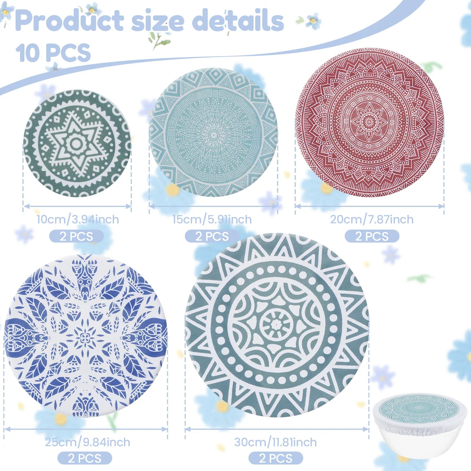 Couvercles Réutilisables Élastiques | Lot de 10 | Motifs Colorés far