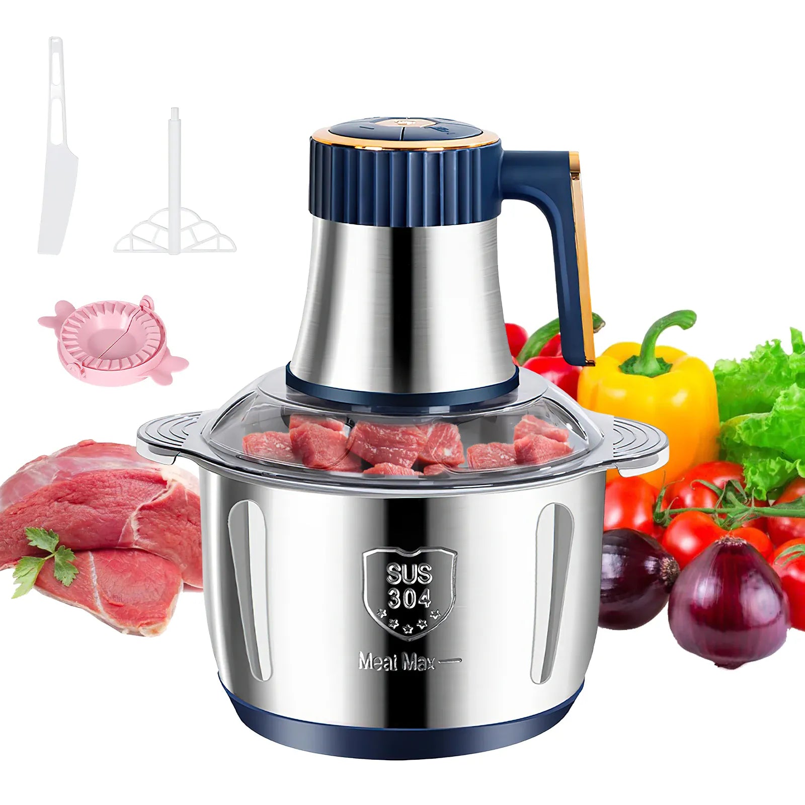 Hachoir Électrique Multifonction 5 L — 500 W, 6 Lames Cyclone Inox, 5 Vitesses hachoir electrique