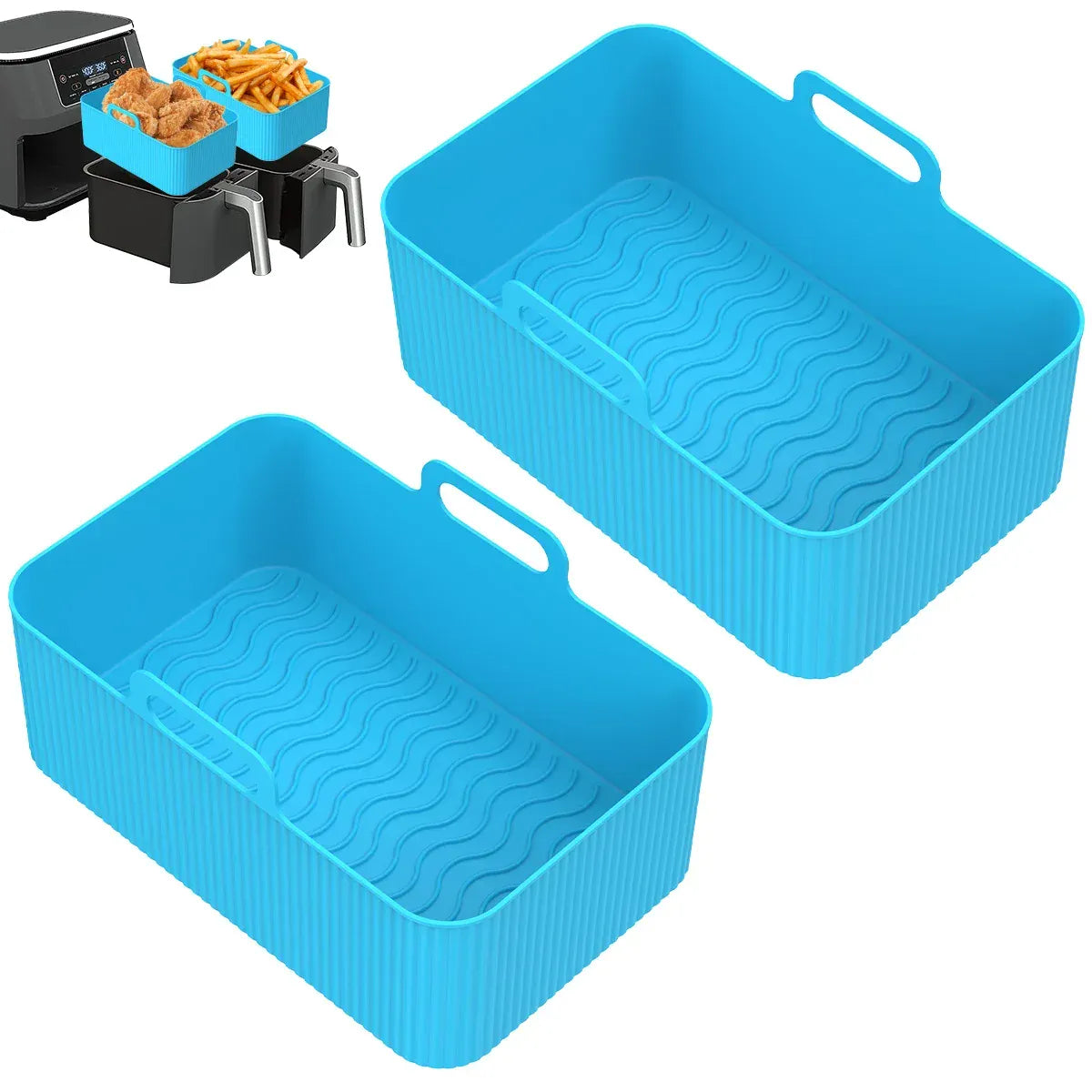 Moules Silicone Réutilisables Air Fryer - Lot de 2 Rectangulaires Air Fryer