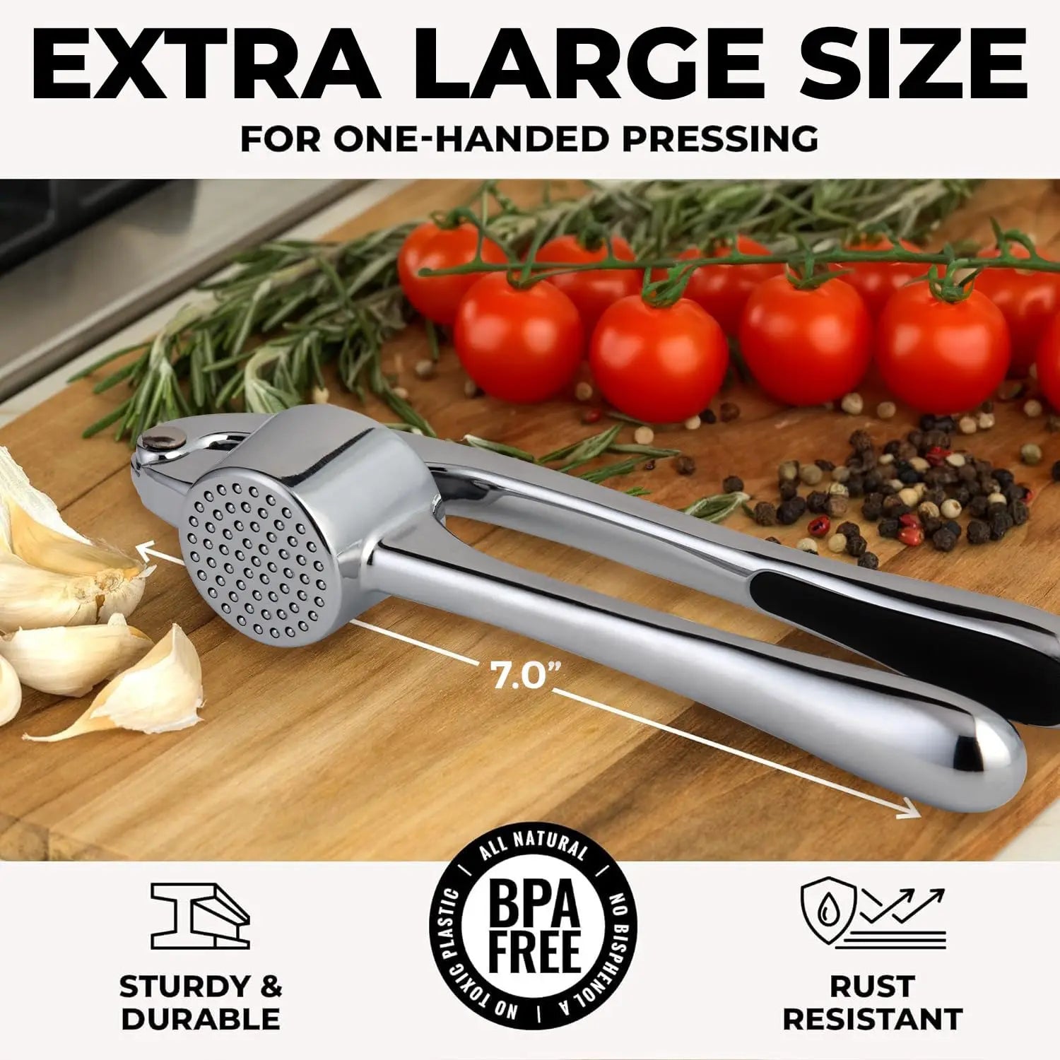 Presse-Ail Inox Manuel avec Bol Grand Volume et Accessoires presseail