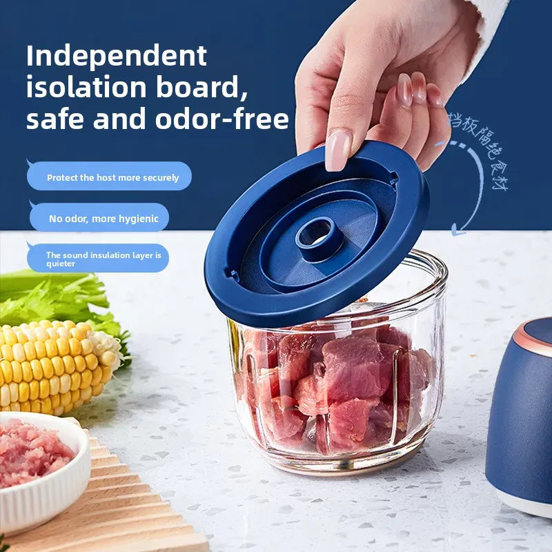 Mini Hachoir Électrique Sans Fil 350 ml — Bol en Verre, 6 Lames Inox, Batterie USB-C hachoir electrique