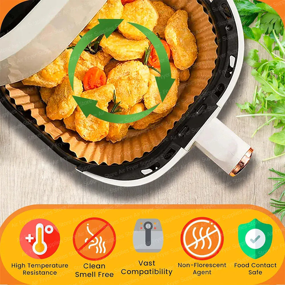Papier Cuisson Air Fryer Jetable Carré 20-24 cm Lot de 100 Air Fryer