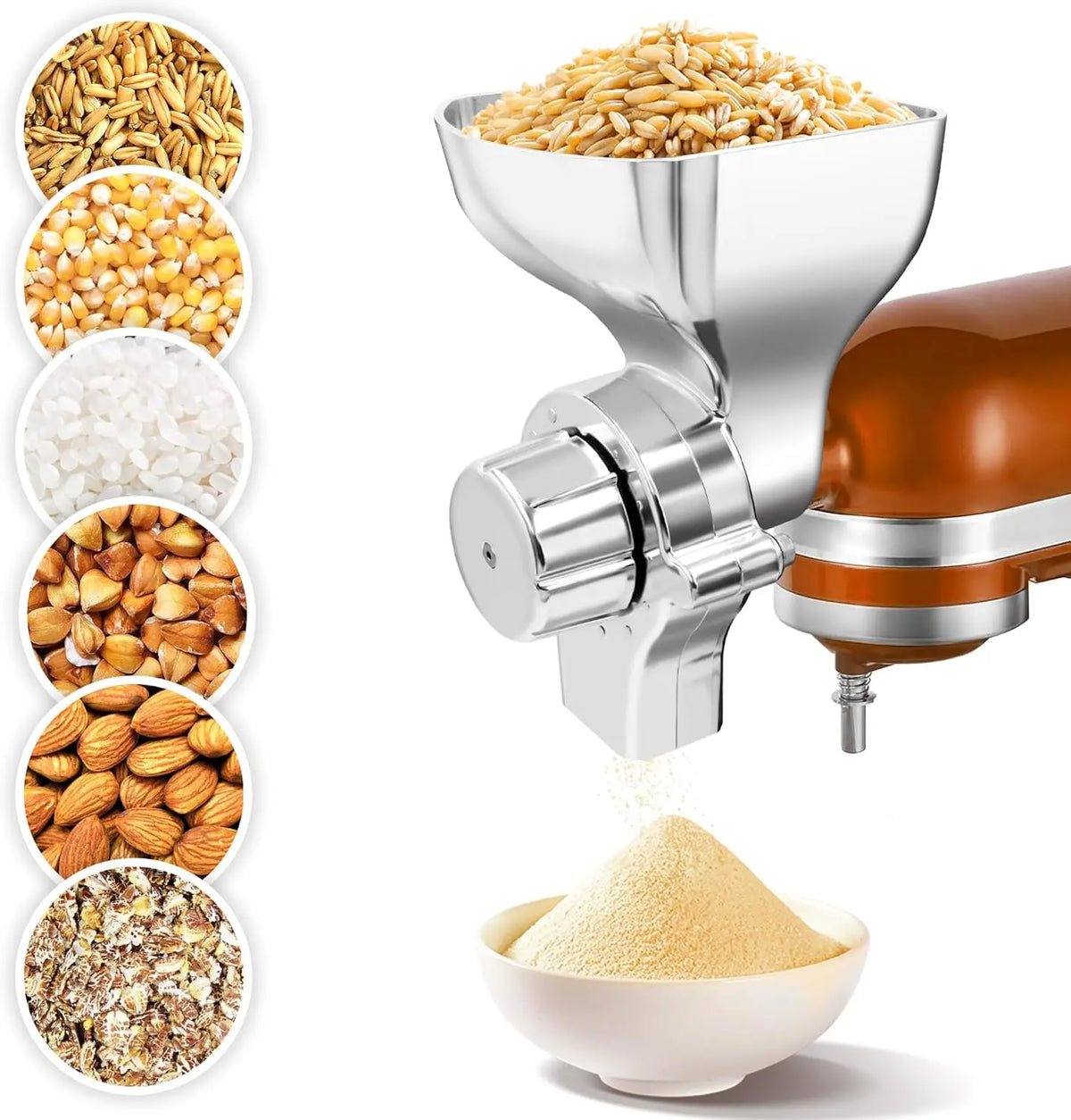 Moulin à Grains pour Robot KitchenAid — Inox, 12 Niveaux de Mouture KitchenAid