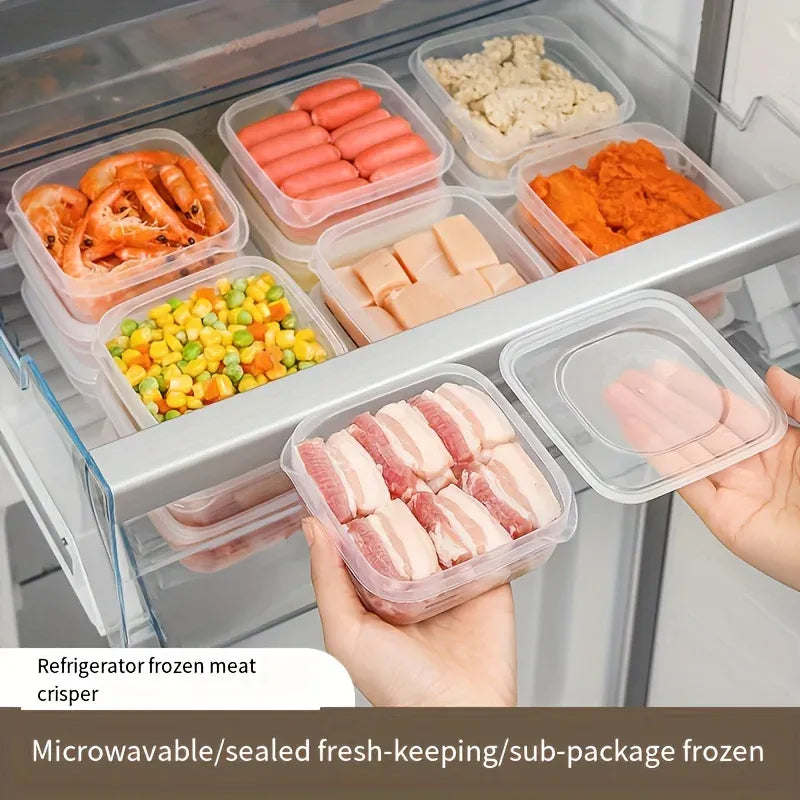 5 Boîtes de Rangement Frigo Empilables pour Viande et Légumes 1L