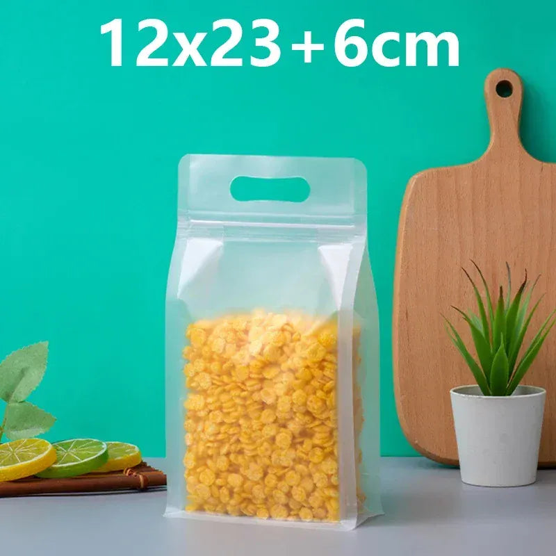 Sachets Zip Alimentaires Transparent Lot de 50 Pièces avec Poignée