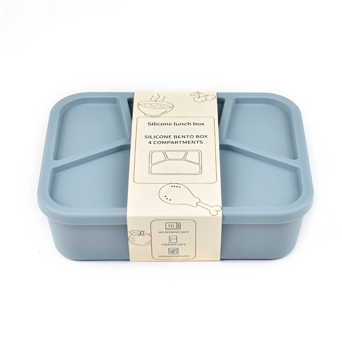 Bento Compartimenté Silicone Écologique | 4 Compartiments 700ml Bento