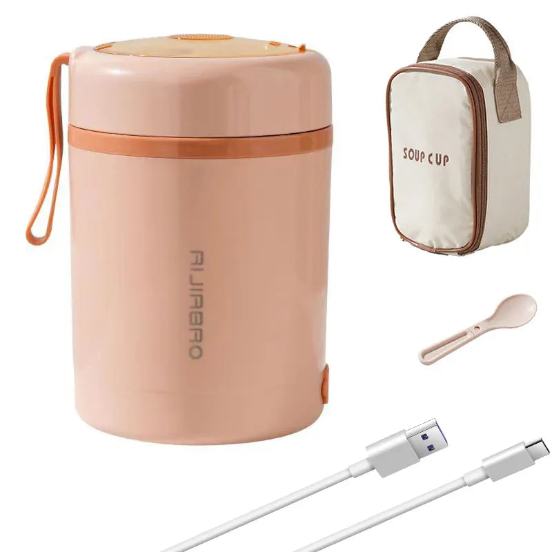 Lunchbox Chauffante USB 600 ml — Acier Inoxydable 304, 60 °C, Étanche lunchboxchauf