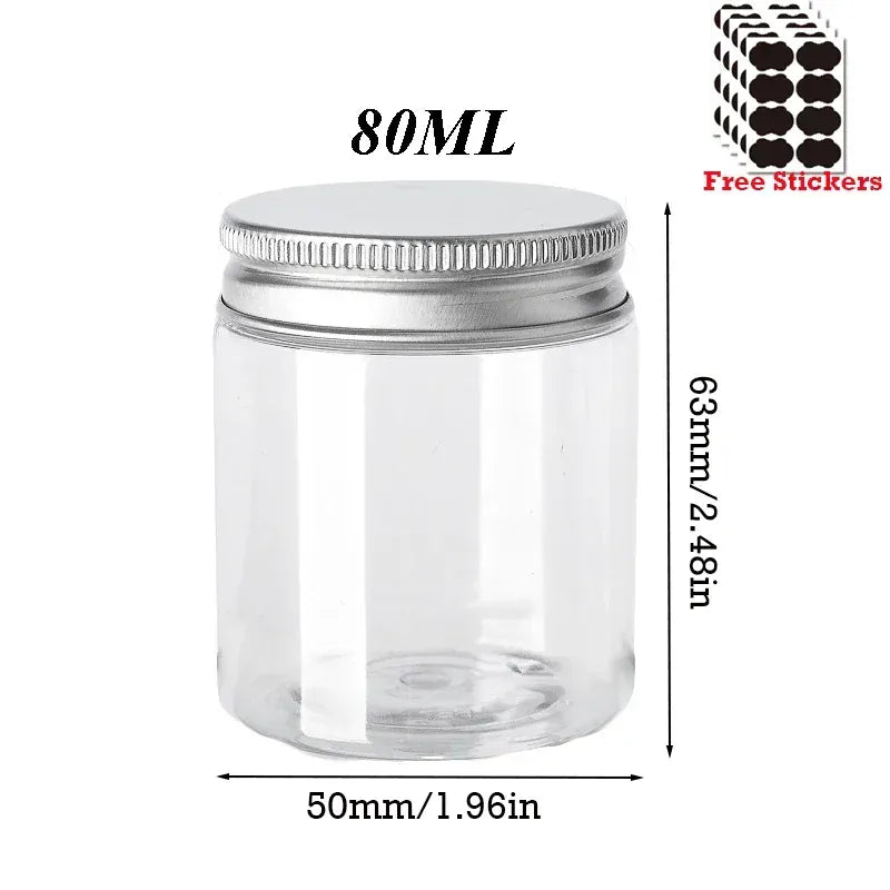 Lot de 50 Pots Plastiques 30-150ML avec Couvercle Métallique Boîtes Hermétiques
