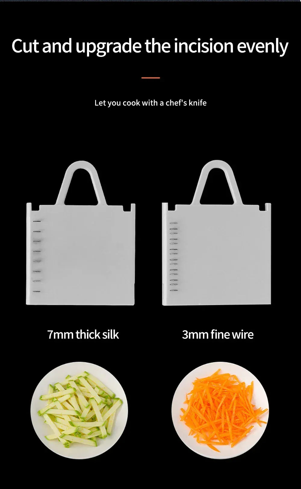 Mandoline Coupe-Légumes Multifonction 4-en-1 — Julienne 3/7 mm Mandoline