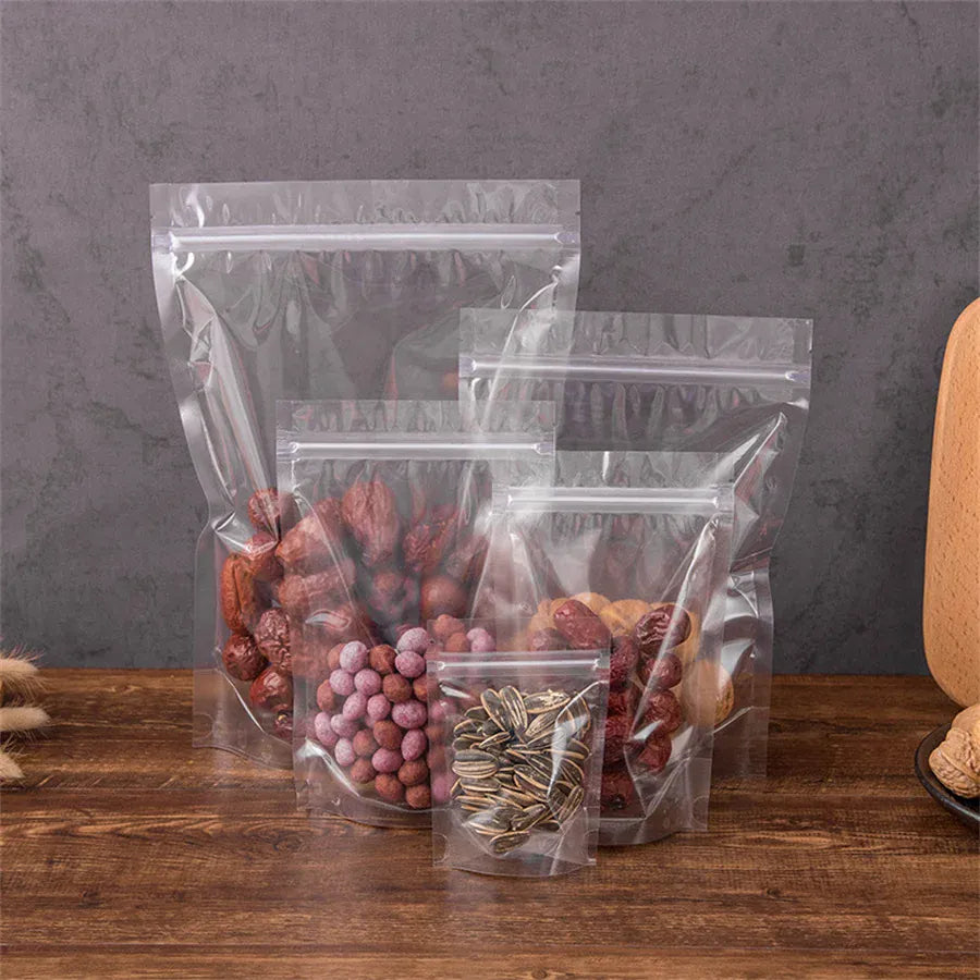 Sachets Zip Alimentaires Transparent 100 pièces Réutilisables