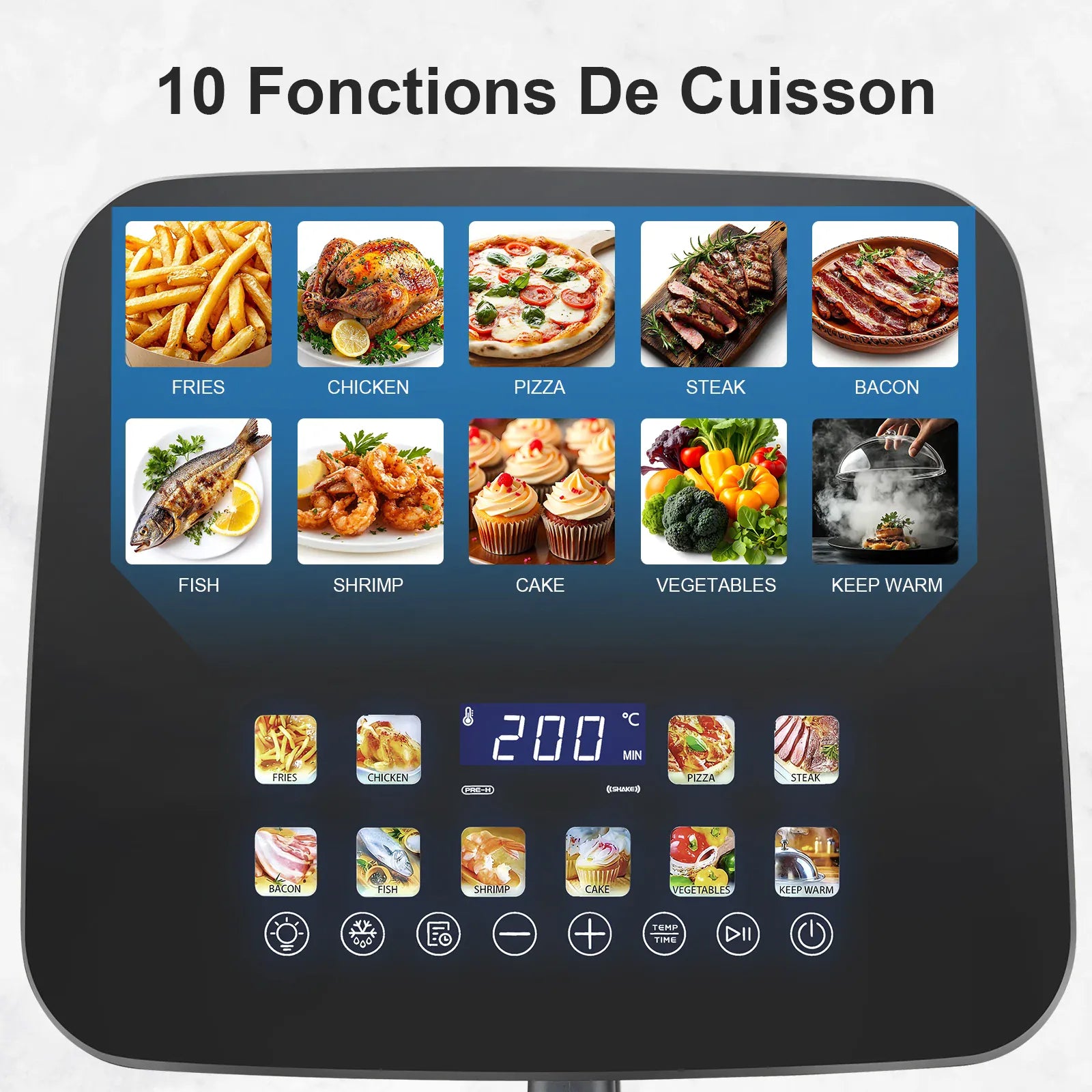Air Fryer 11L 2000W Écran Tactile et Hublot Visible airfryers