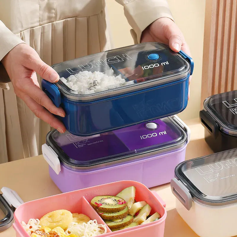Lunch Box Hermétique 1000ml Plastique Résistant au Micro-ondes Lunchbox
