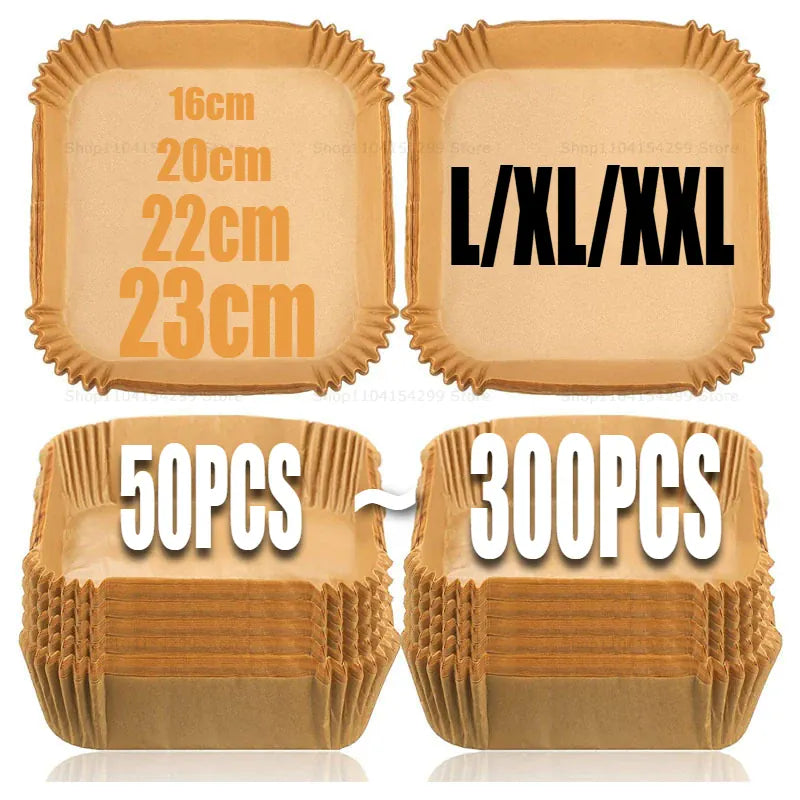 Papier Cuisson Air Fryer Jetable Antiadhésif - Lot de 50 Pièces 16-23 cm Air Fryer