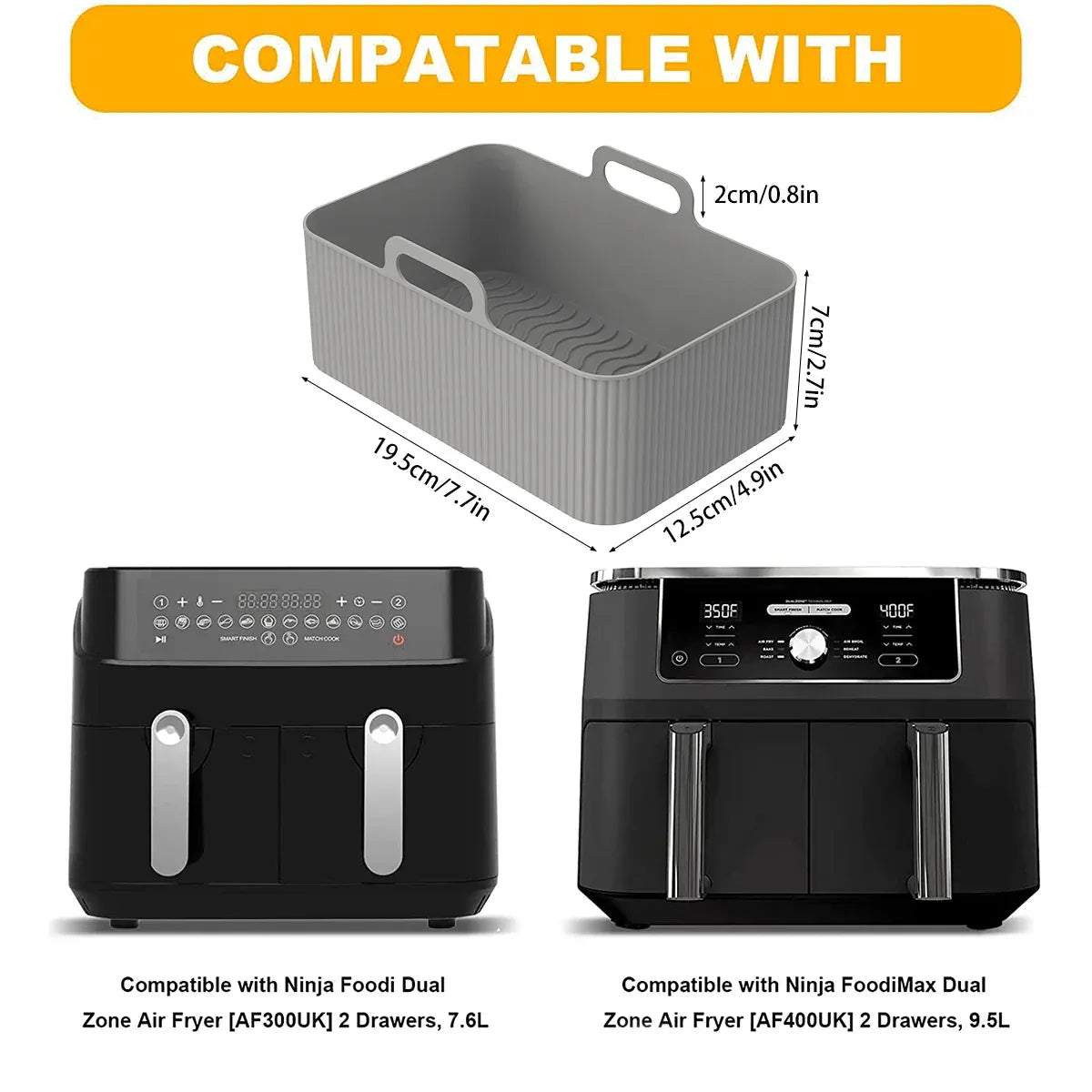 Moules Silicone Réutilisables Air Fryer - Lot de 2 Rectangulaires Air Fryer