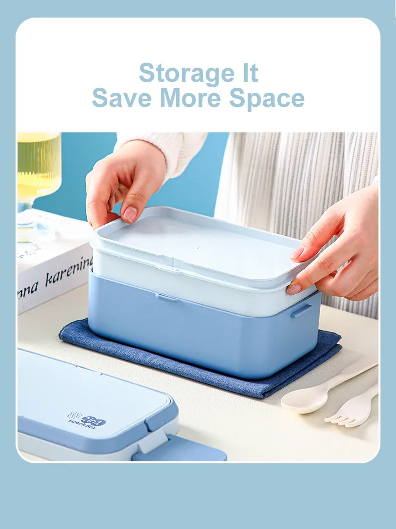 Bento 2 Étages Bambou 760ml + 1200ml | Micro-ondable et Compartimenté Bento