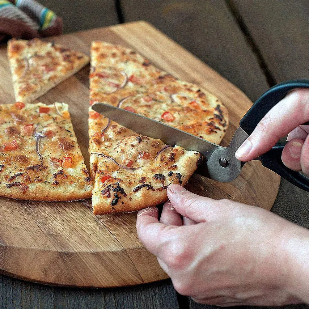 Ciseaux à pizza en inox avec spatule et coupe-pizza 2 pièces ciseaux