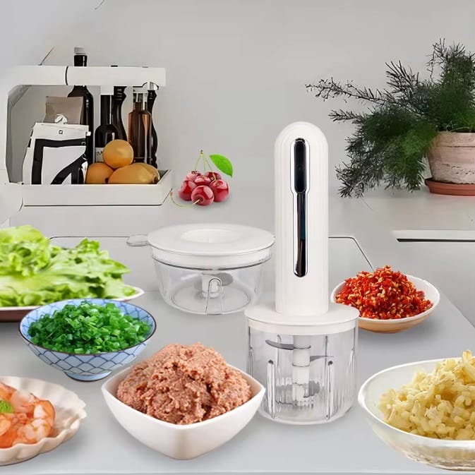 Hachoir Électrique Sans Fil 30 W USB — 1 Grand Bol 400 ml + 3 Petits Bols 200 ml hachoir electrique