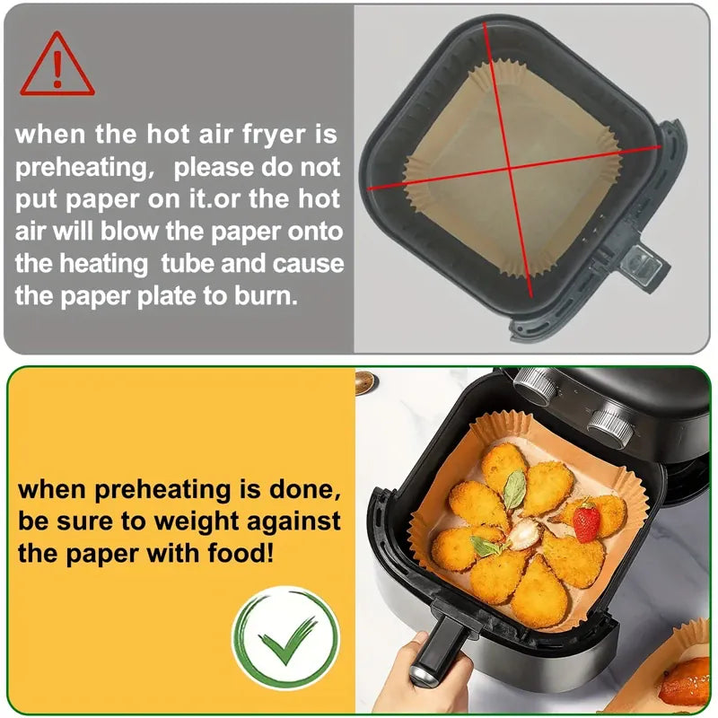 Papier Cuisson Air Fryer Jetable Réutilisable Lot de 100 Pièces Air Fryer