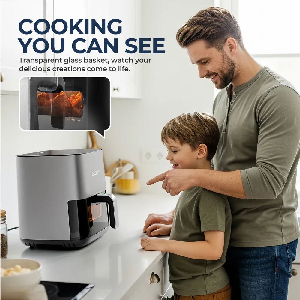 Friteuse Sans Huile 5L Écran Tactile Hublot Visible 1700W airfryers