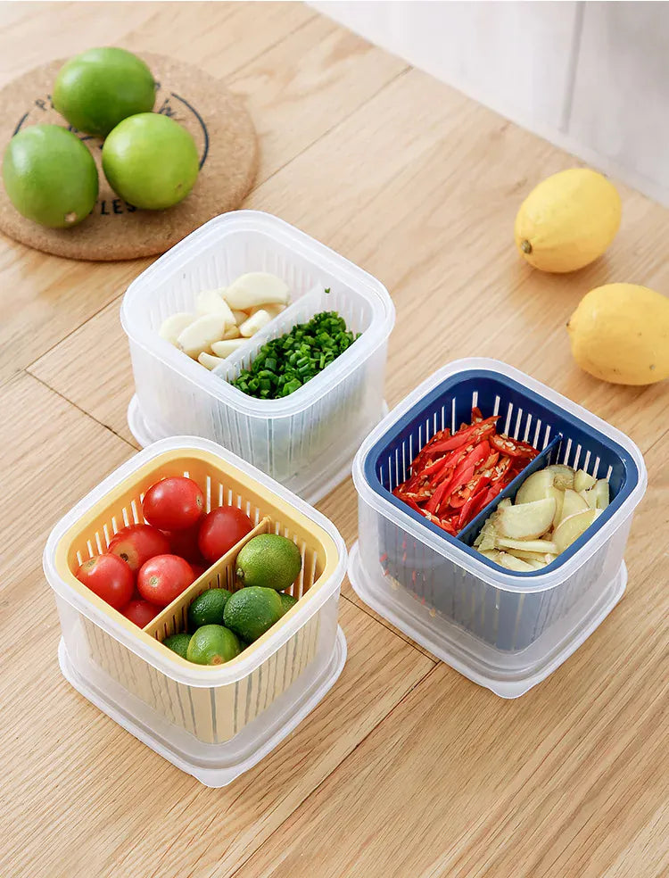 Bac de Conservation Fruits et Légumes avec Grille Égouttoir 1L