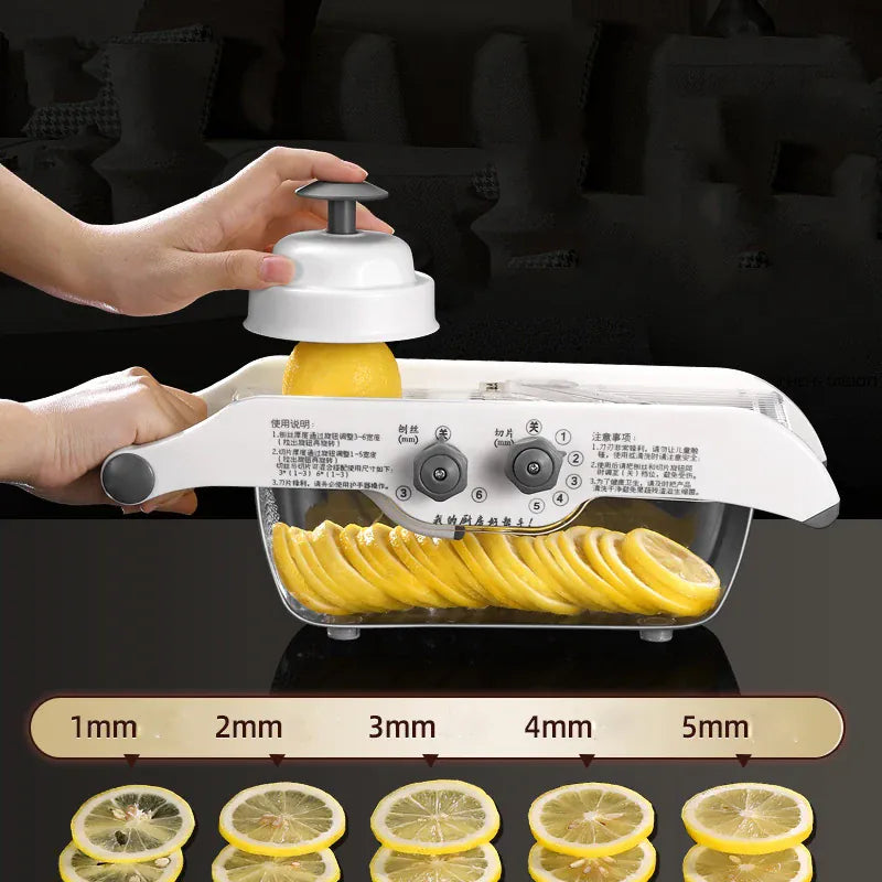 Mandoline Réglable Multifonctionnelle avec Panier - Coupe Légumes et Fruits Mandoline