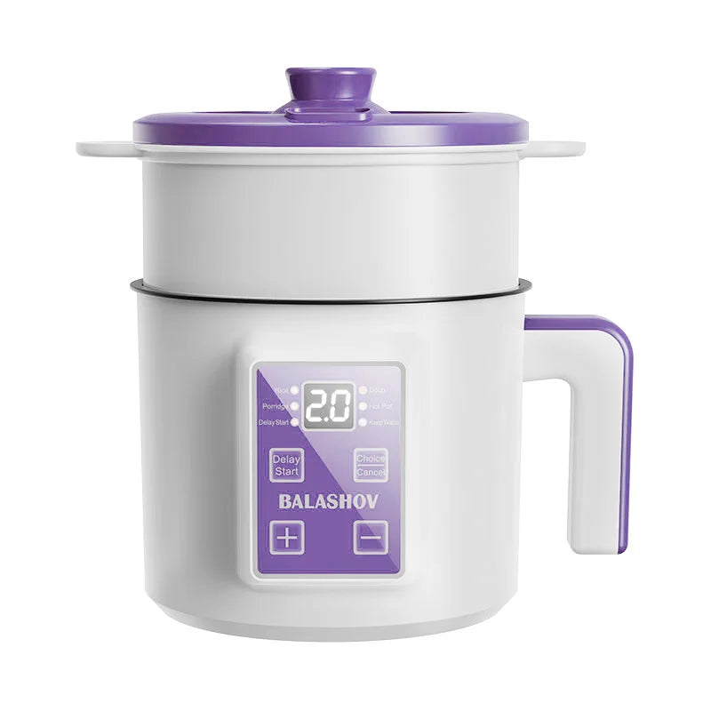 Cuiseur à riz 1,7 L double étage, couvercle violet
