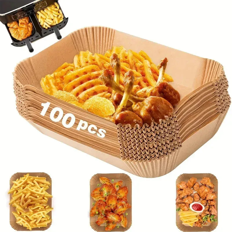 Papier Cuisson Air Fryer Rectangulaire Jetable Lot de 100 Pièces Air Fryer