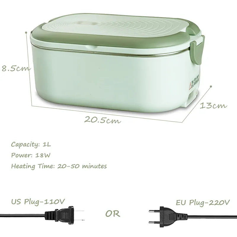 Lunch Box Chauffante Inox 1L 220V 18W | Boîte Chauffante Électrique lunchboxchauf