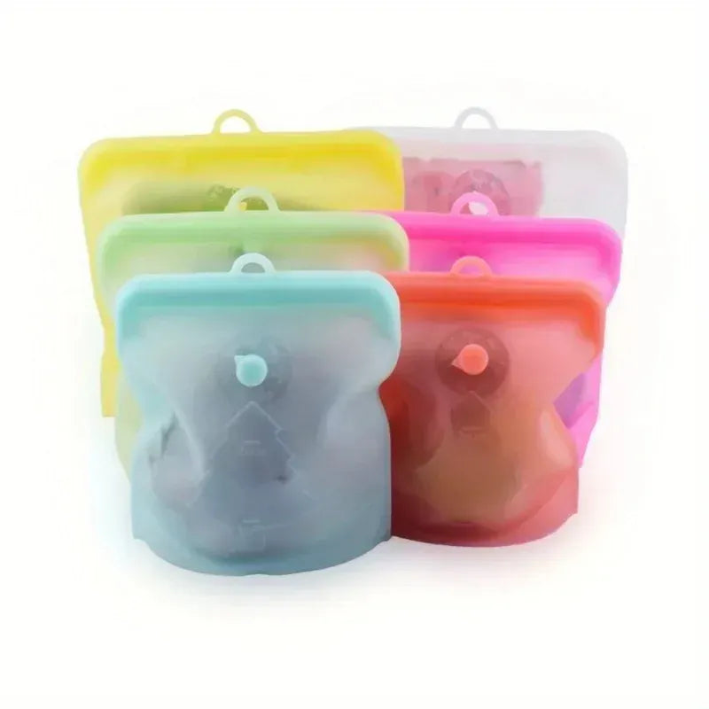 Sachets Silicone Réutilisables - Lot de 6 Pièces Hermétiques