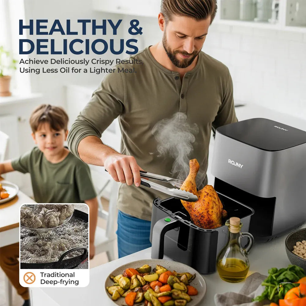 Friteuse Sans Huile 5L Écran Tactile Hublot Visible 1700W airfryers