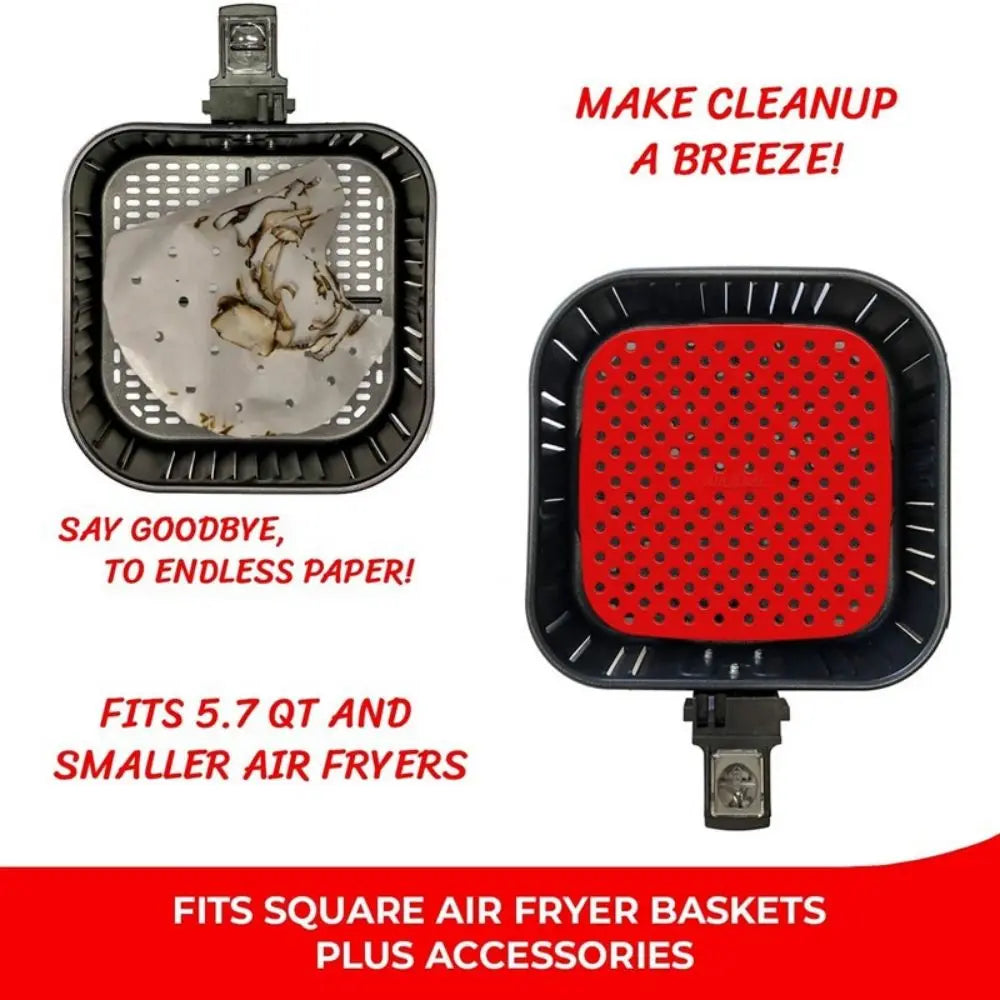 Tapis Silicone Air Fryer Antiadhésif Lot de 2 Carrés 25x25 cm Air Fryer