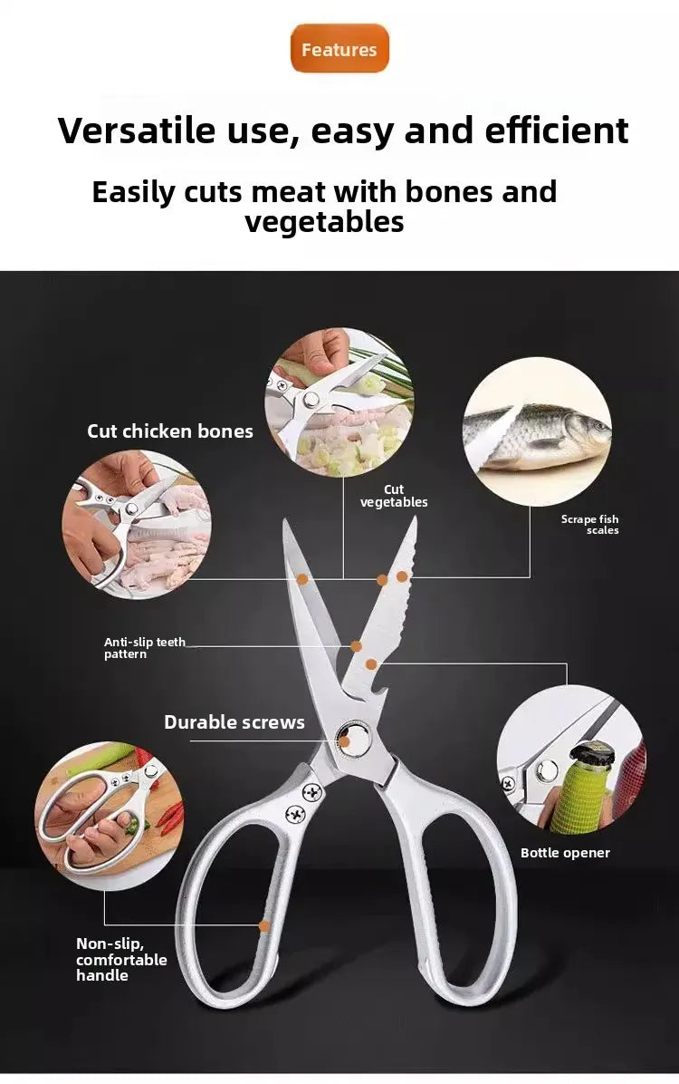 Ciseaux de cuisine inox multifonctionnels pour viande et os ciseaux