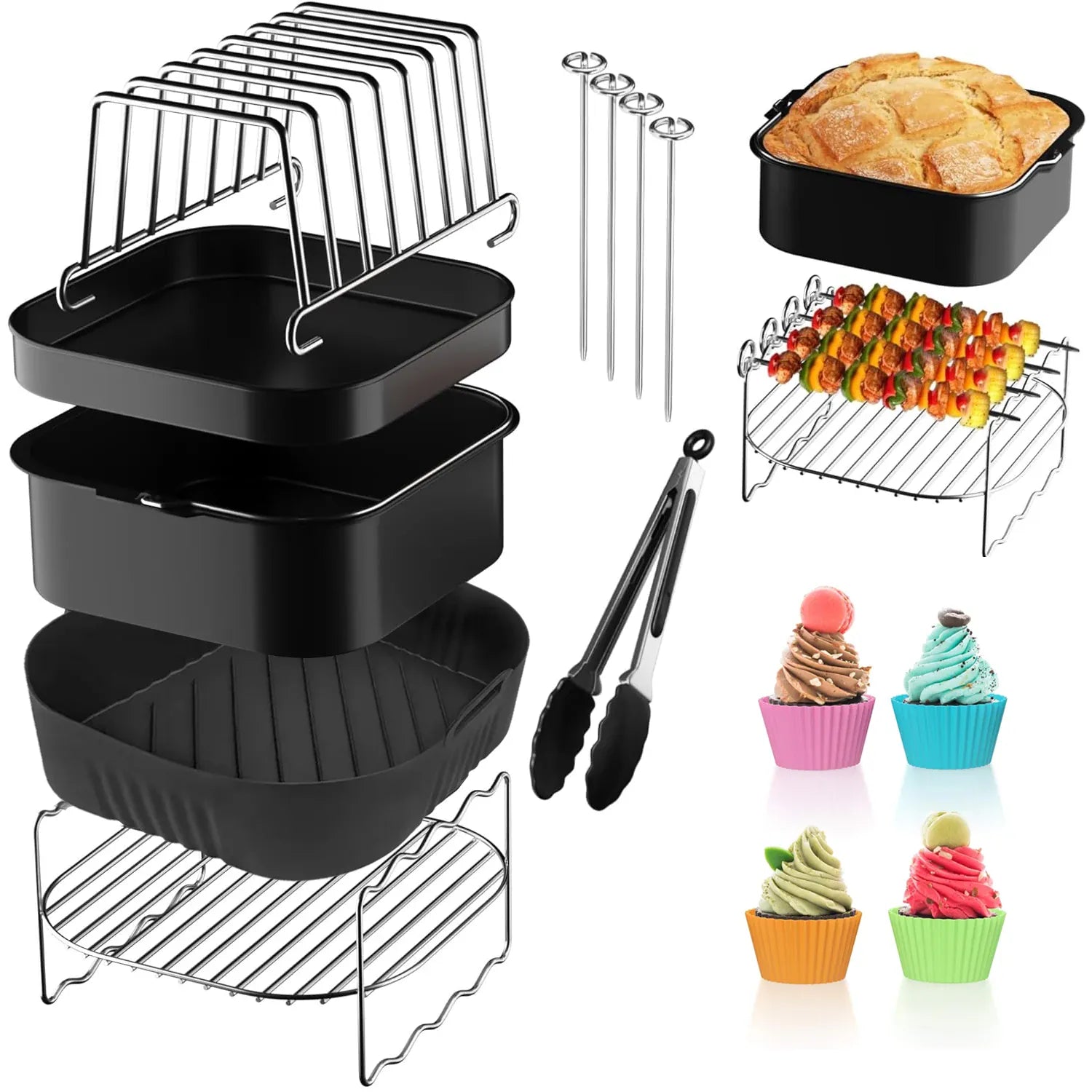 Moule Silicone Air Fryer Réutilisable Carré 22x21 cm - Lot de 1 Air Fryer