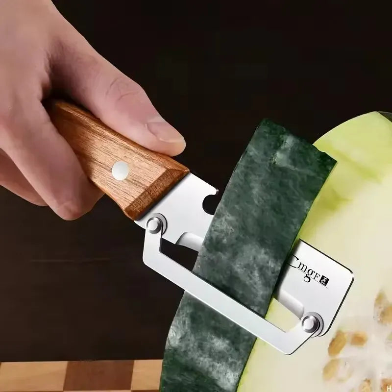 2 Éplucheurs Multifonctions Inox avec Poignée en Bois pour Fruits et Légumes eplucheurs