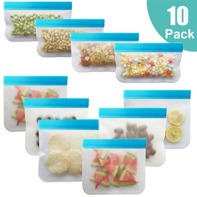 Sachets Silicone Réutilisables Anti-Fuite - Lot de 7 Pièces 25x30cm