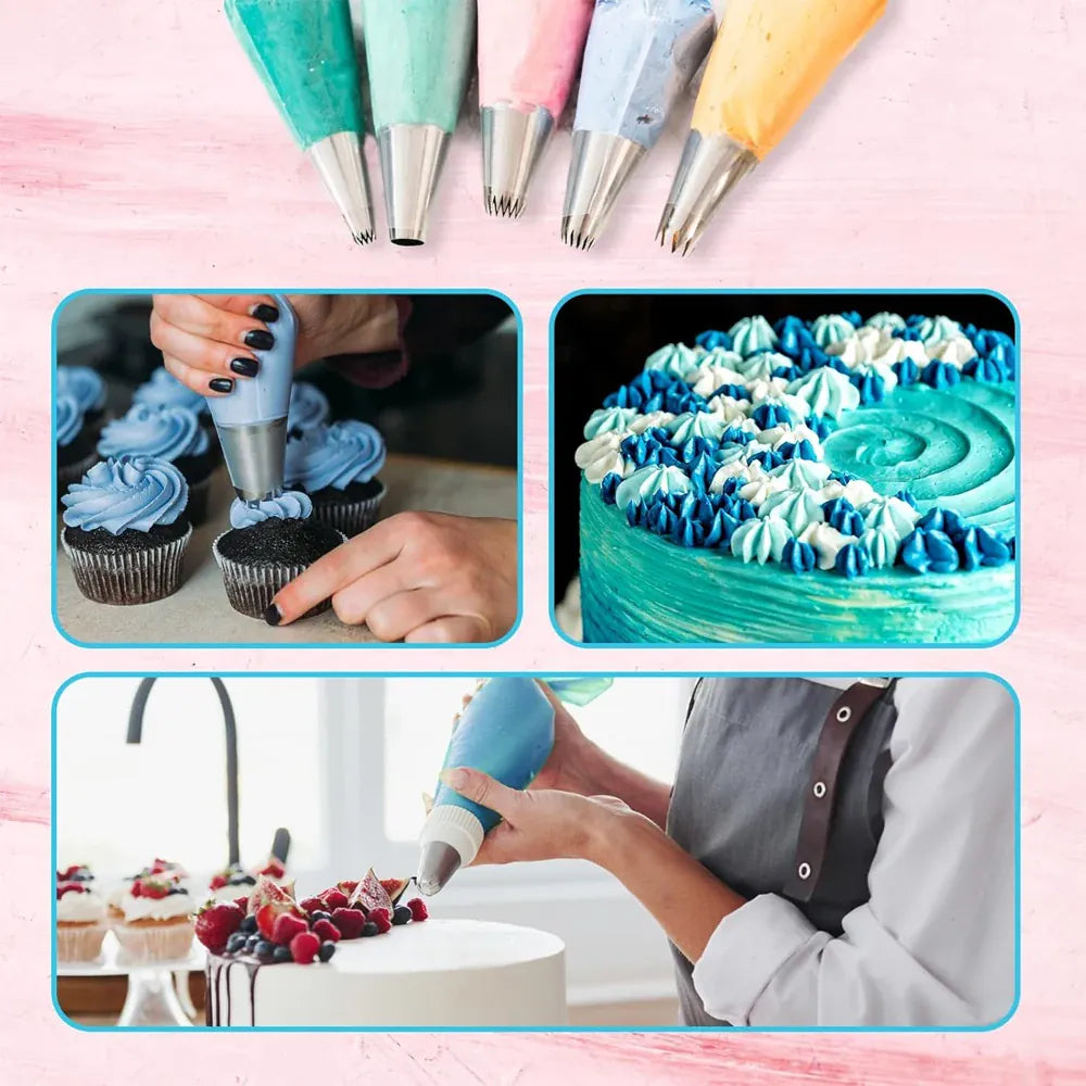 Set d'Outils de Décoration de Gâteaux 27 Pièces - Poche Réutilisable et Douilles en Acier Inox douillepoche