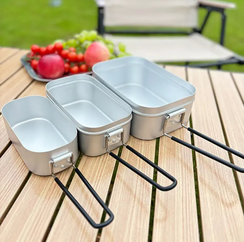 Bento Aluminium 2 Compartiments Pliables pour Camping et Pique-Nique Bento