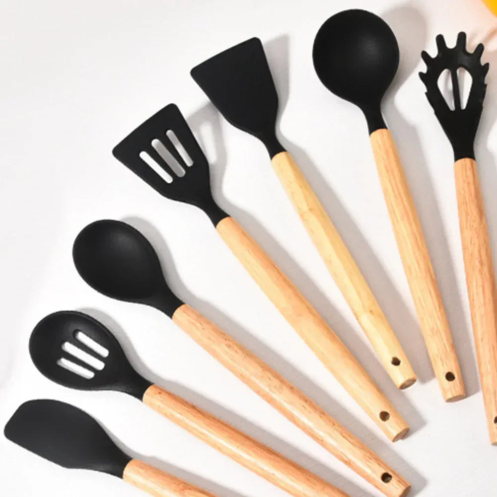 Set Ustensiles Silicone 12 Pièces | Résistant à la Chaleur avec Support spatule en silicone